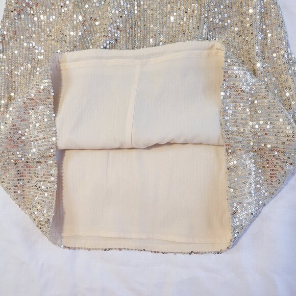 French Connection Gold Sequin Mini Skirt, Christmas Party Skirt, Size Xs - Picture 8 of 11